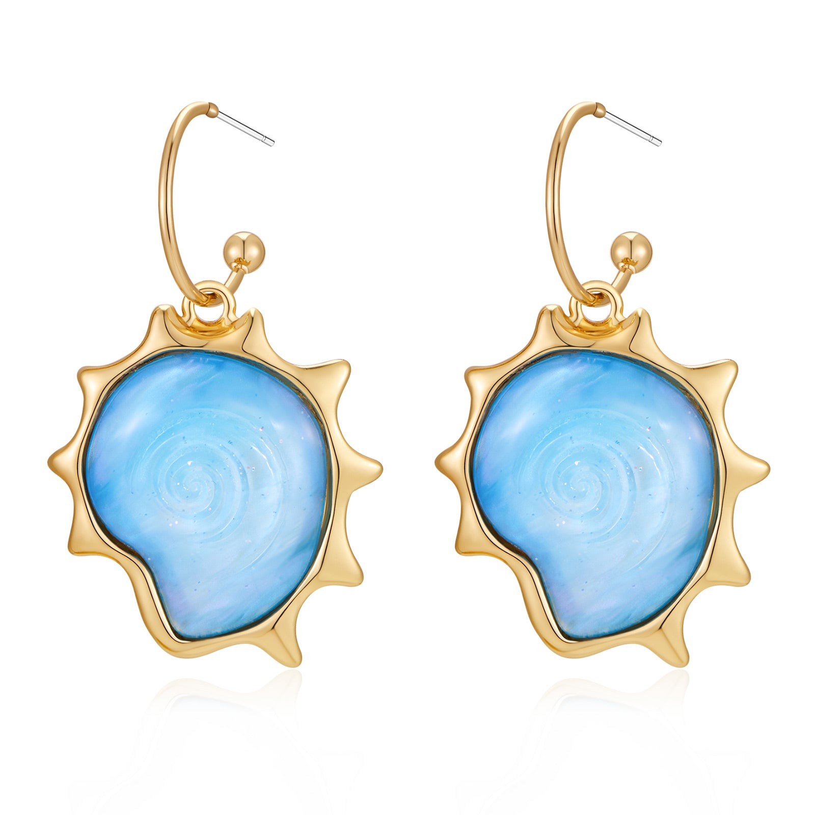 Blue Acrylic Swirl Dangle Earrings