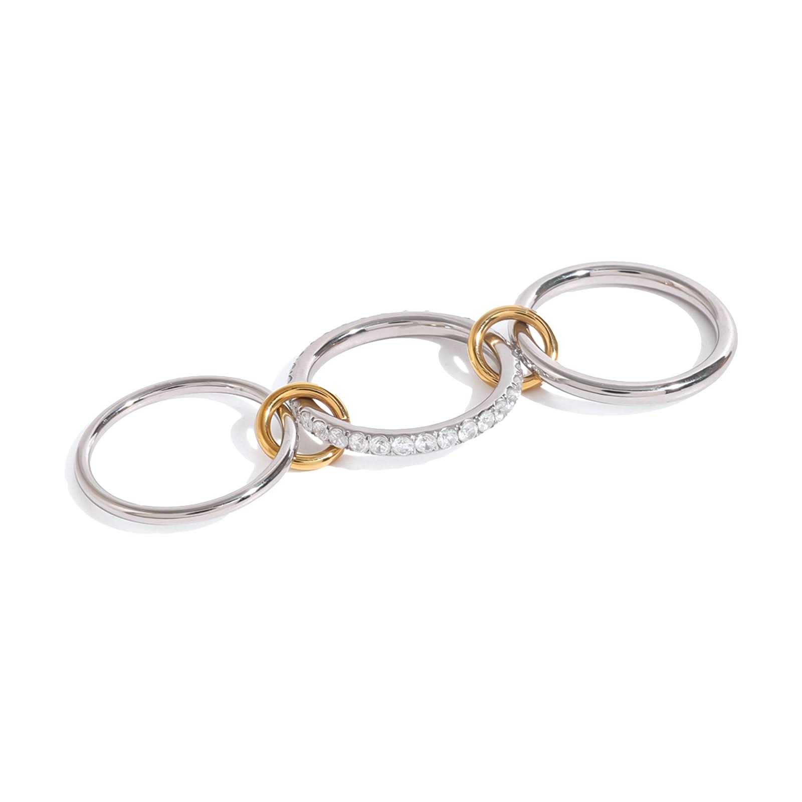 Waterproof Triple Interlocking Ring with Zirconia