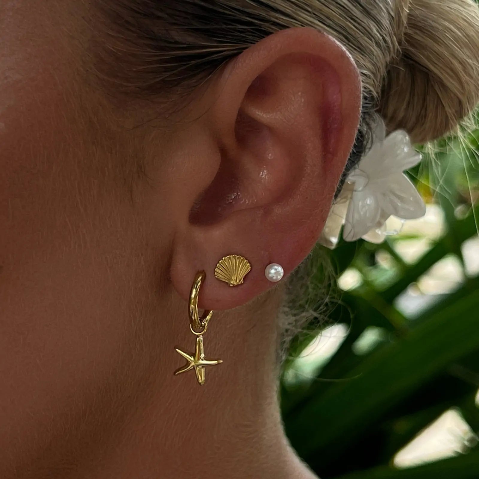 Starfish Huggie Hoop earrings Set