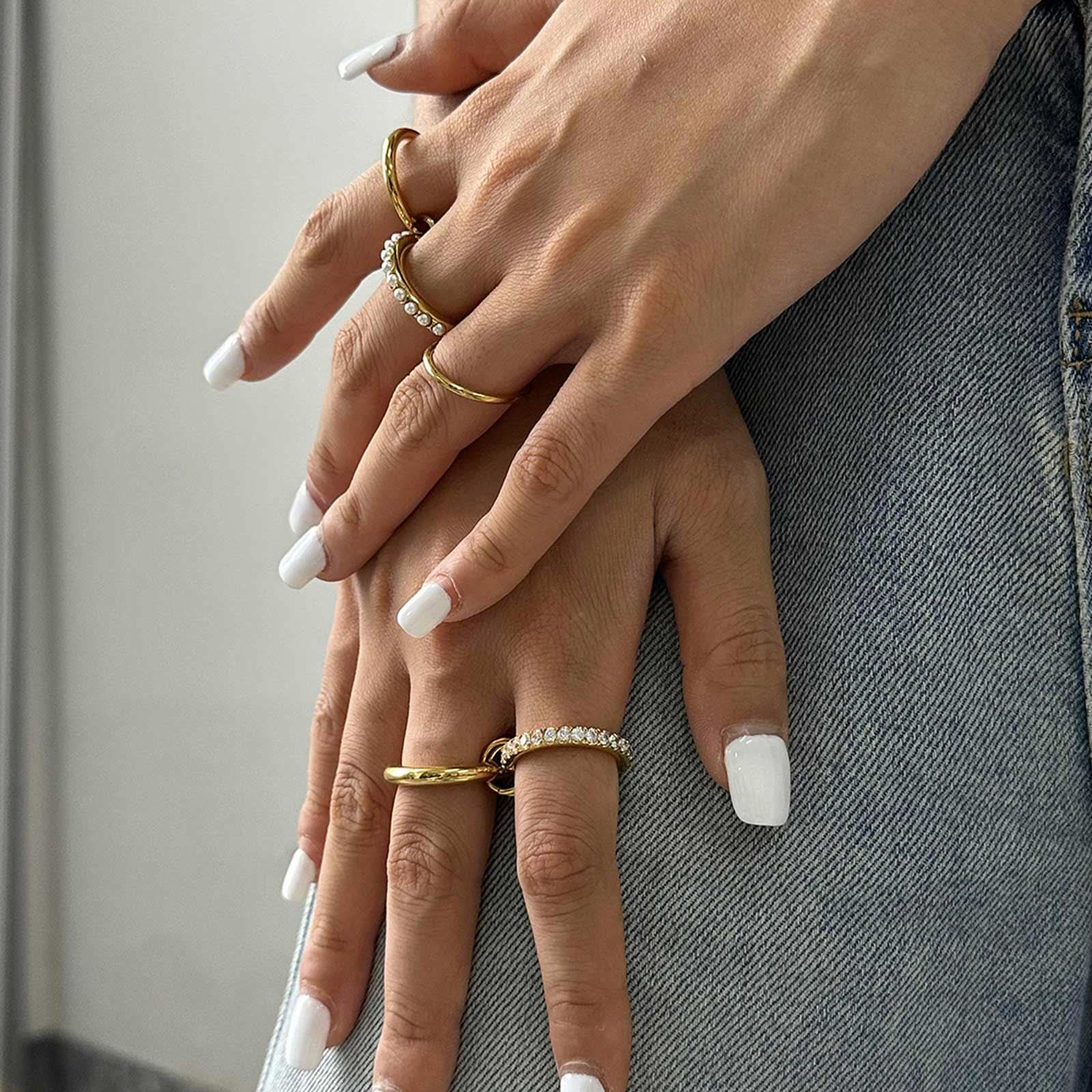 Waterproof Triple Interlocking Ring with Pearl