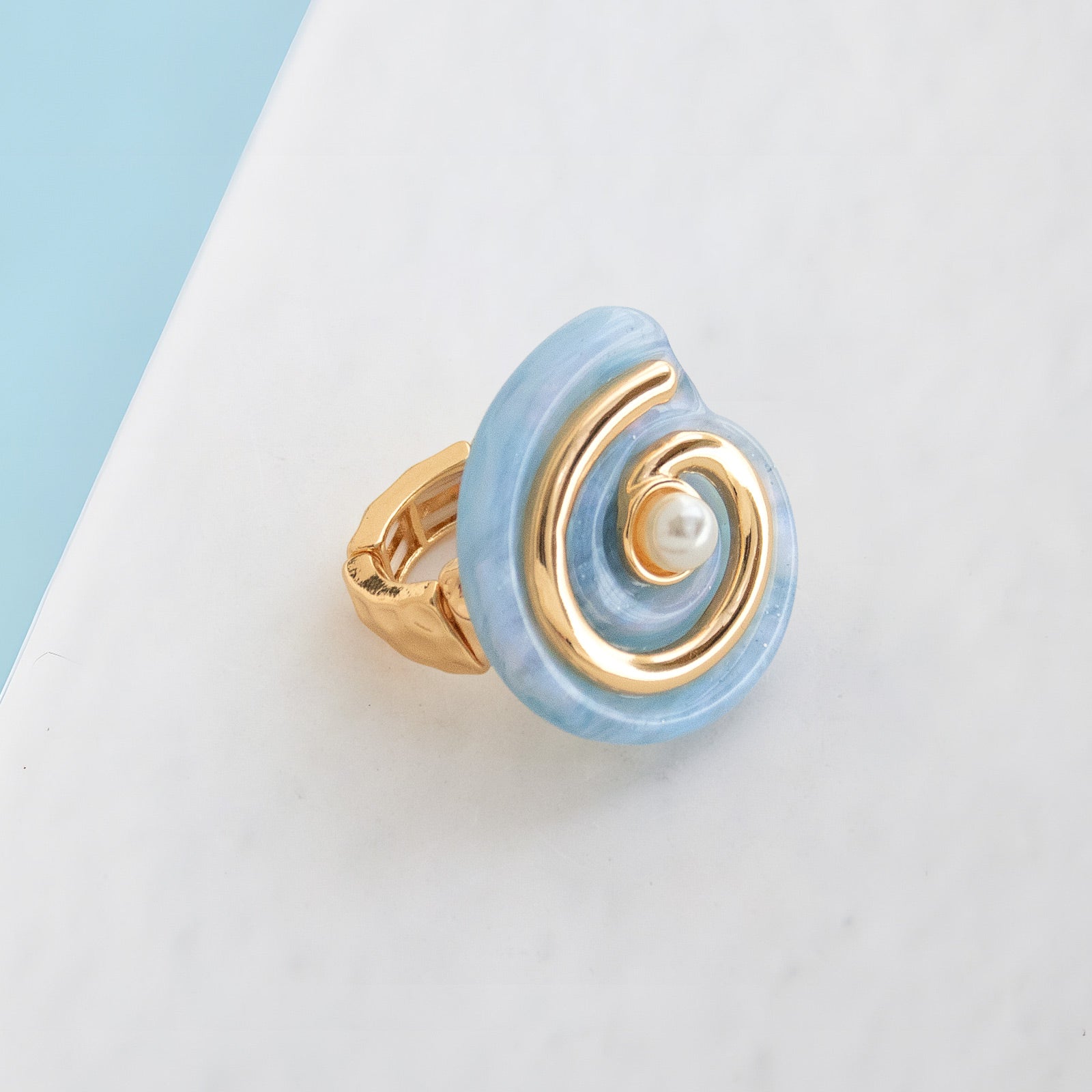 Blue Acrylic Spiral Ring