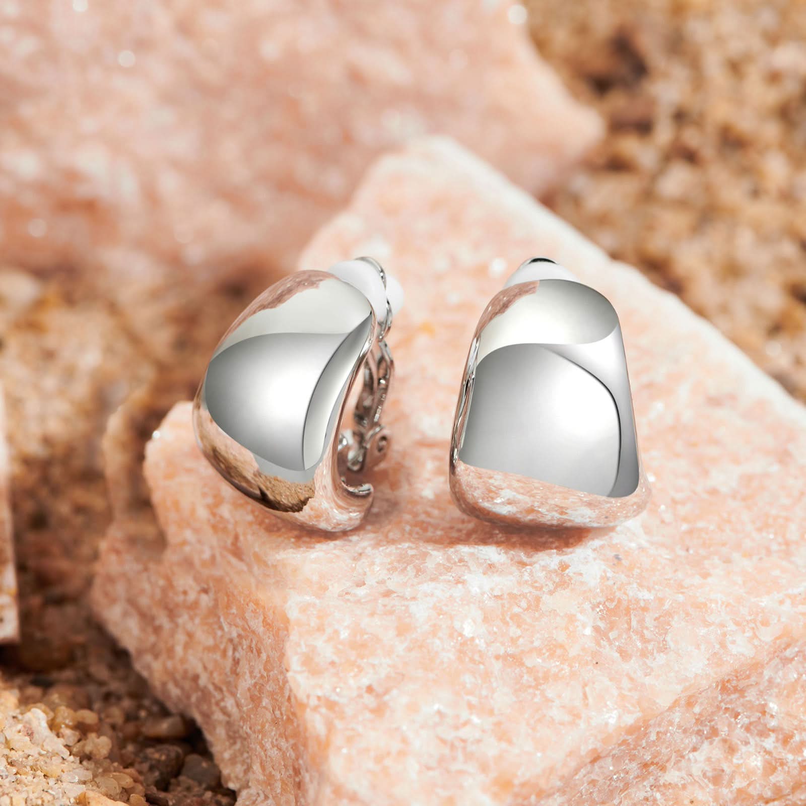 Chunky Hoop Clip on Earrings | Silver