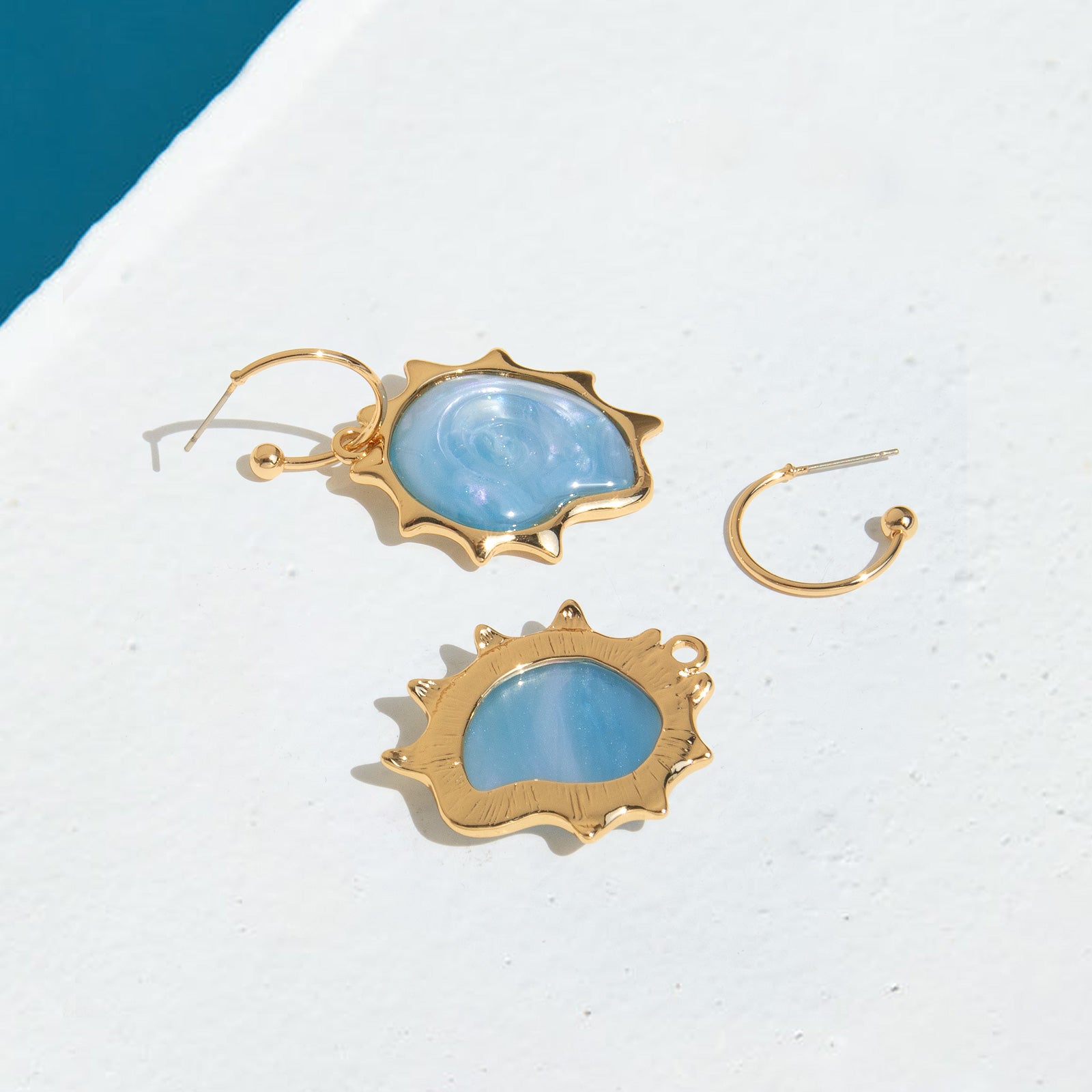 Blue Acrylic Swirl Dangle Earrings