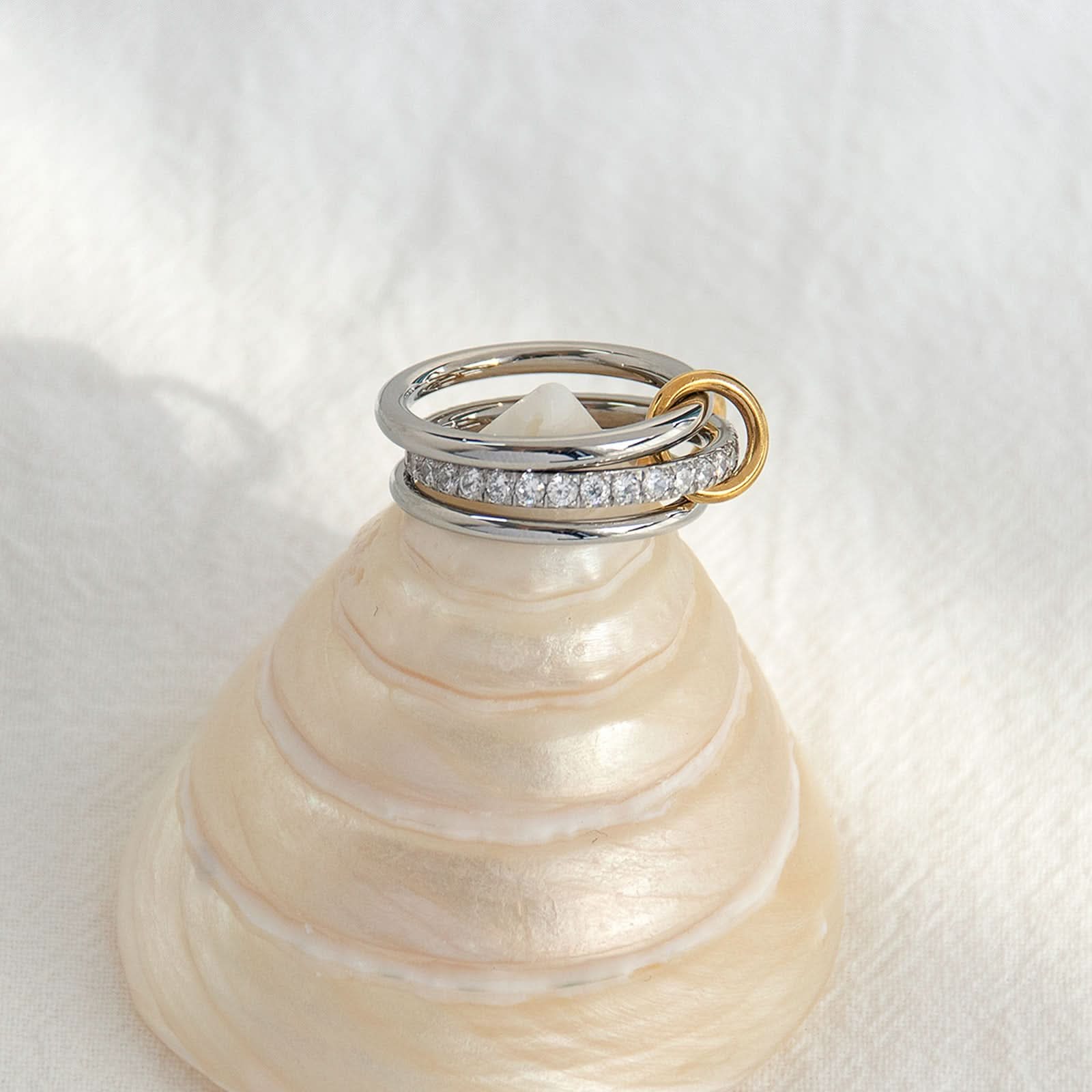 Waterproof Triple Interlocking Ring with Zirconia