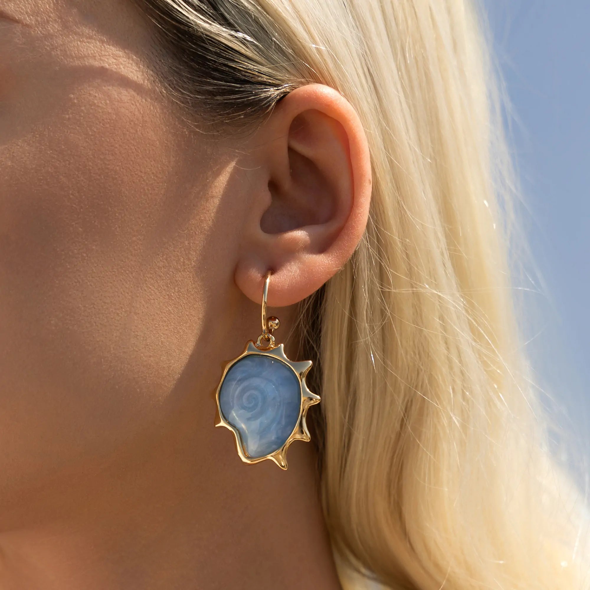 Blue Acrylic Swirl Dangle Earrings