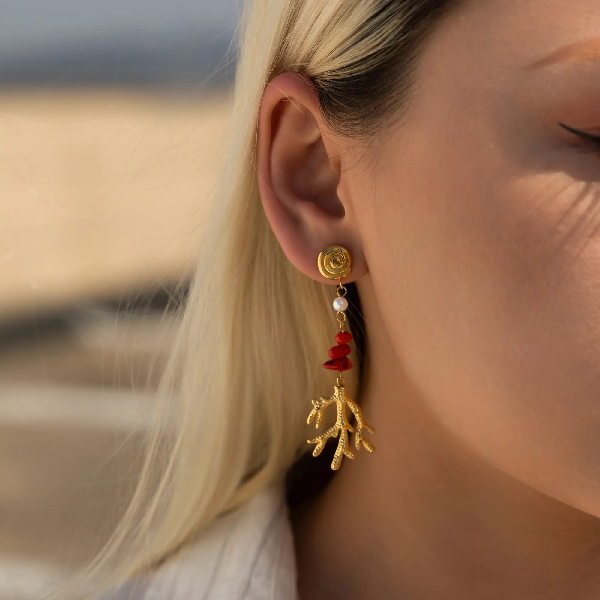 Coral Dangle Earrings