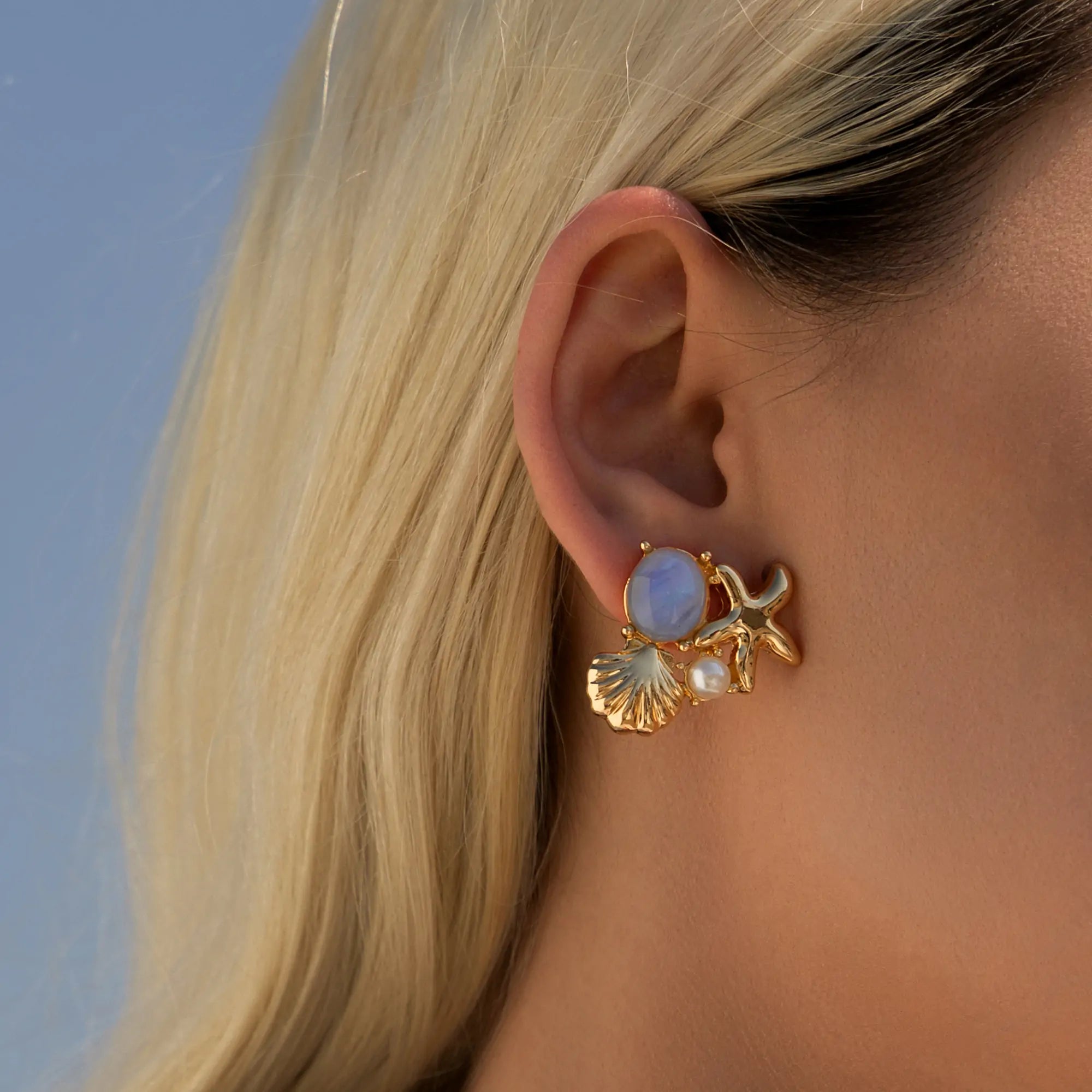 Seashell and Starfish Stud Earrings