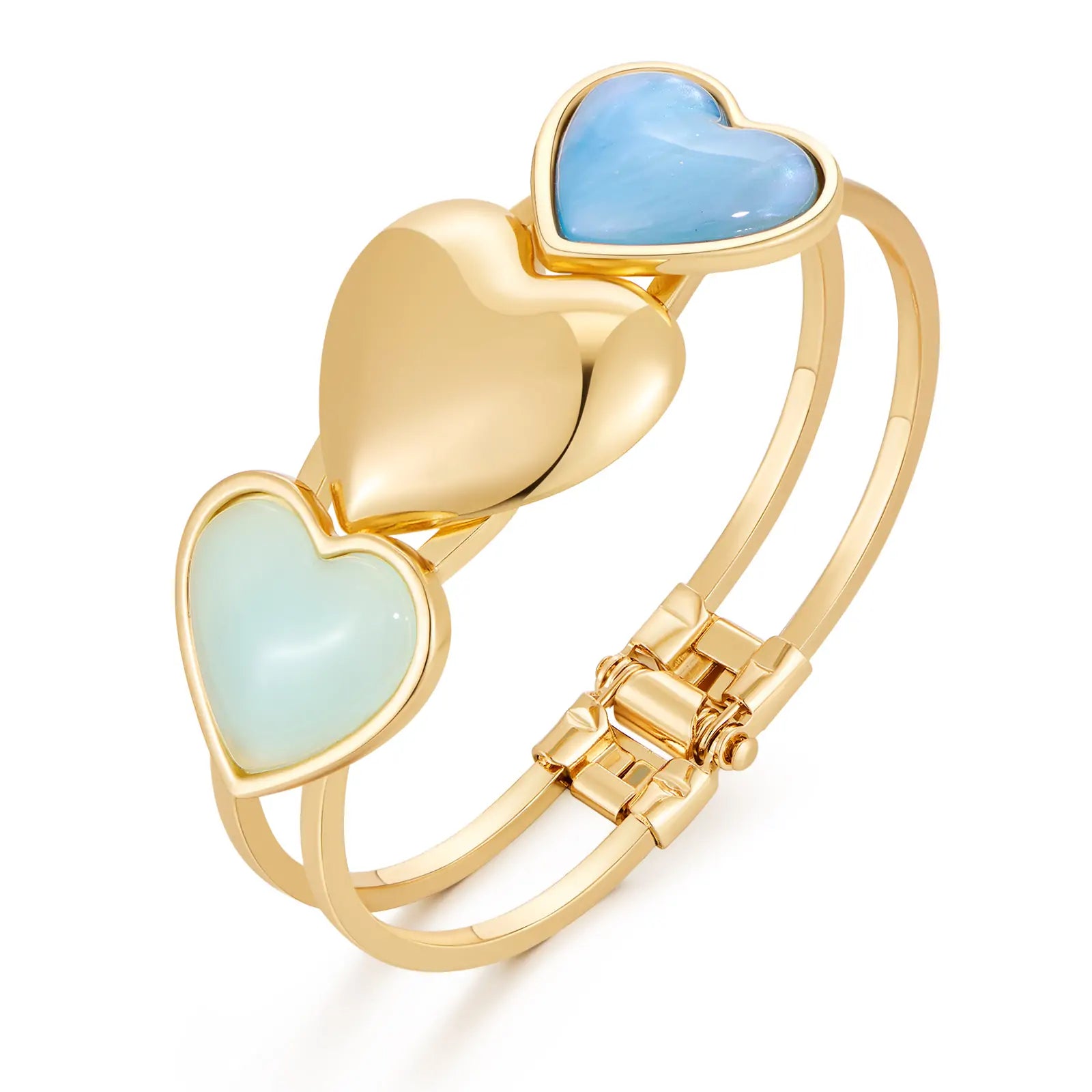 blue acrylic heart-bangle bracelet for summer jewelry
